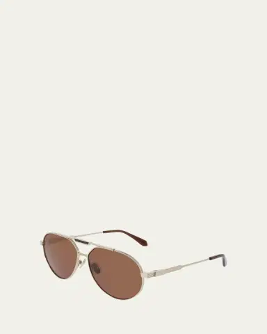Ferragamo Men's Gancino Titanium Aviator Sunglasses | Thumbnail 7