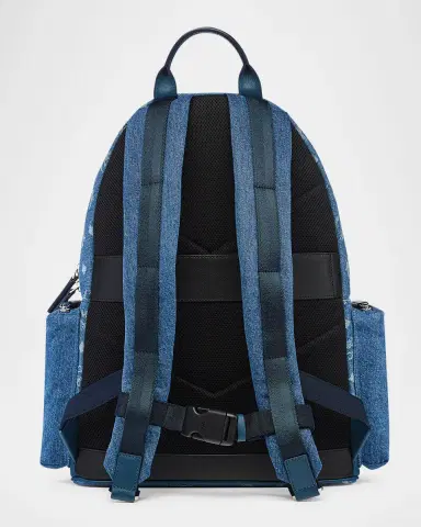 MCM Men's Stark Medium Denim Monogram Backpack | Thumbnail 2