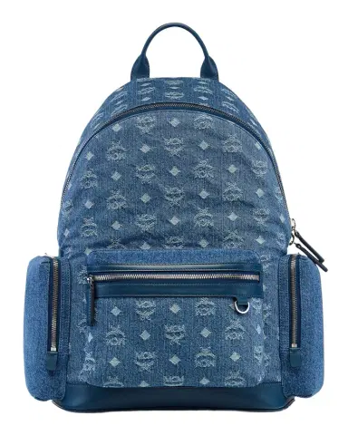MCM Men's Stark Medium Denim Monogram Backpack | Thumbnail 1