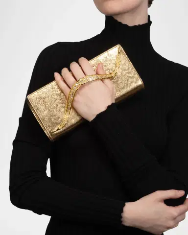 ALEXIS BITTAR Crystal Curve Snake-Embossed Leather Clutch Bag | Thumbnail 2