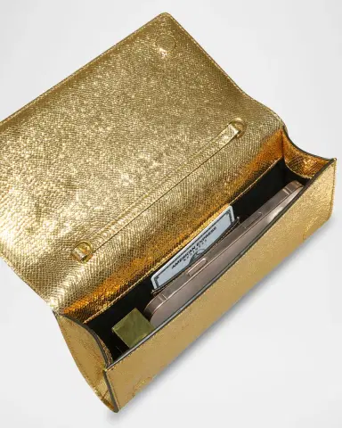 ALEXIS BITTAR Crystal Curve Snake-Embossed Leather Clutch Bag | Thumbnail 4