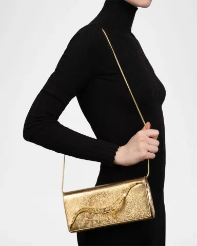 ALEXIS BITTAR Crystal Curve Snake-Embossed Leather Clutch Bag | Thumbnail 5