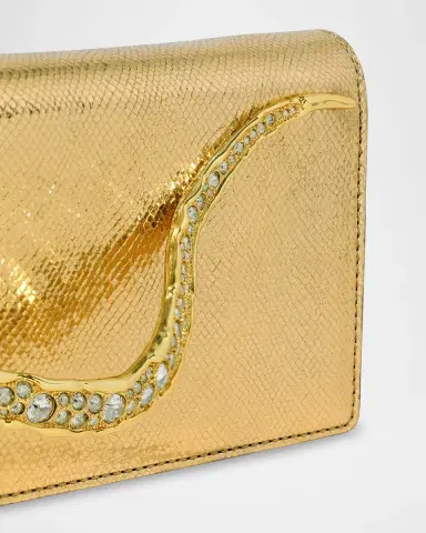 ALEXIS BITTAR Crystal Curve Snake-Embossed Leather Clutch Bag | Thumbnail 6