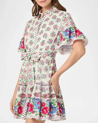 Shoshanna Lima Flounce Floral-Print Cotton Mini Dress | Thumbnail 4