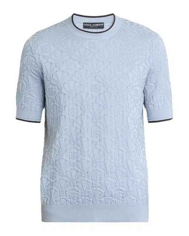 Men 's DG Jacquard Silk Knit Crewneck T-Shirt