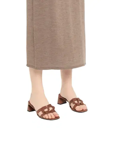 SIMKHAI Leather Monogram Mule Sandals | Thumbnail 1