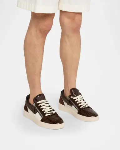 Giuseppe Zanotti Men's Croc-Effect and Suede Zip-Up Sneakers | Thumbnail 2 Giuseppe Zanotti Men's Croc-Effect and Suede Zip-Up Sneakers | Thumbnail 2
