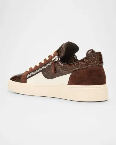 Giuseppe Zanotti Men's Croc-Effect and Suede Zip-Up Sneakers | Thumbnail 4 Giuseppe Zanotti Men's Croc-Effect and Suede Zip-Up Sneakers | Thumbnail 4