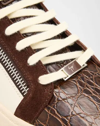 Giuseppe Zanotti Men's Croc-Effect and Suede Zip-Up Sneakers | Thumbnail 5 Giuseppe Zanotti Men's Croc-Effect and Suede Zip-Up Sneakers | Thumbnail 5