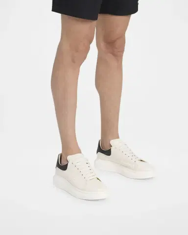 Alexander McQueen Men's Oversized Grainy Leather Low-Top Sneakers | Thumbnail 2