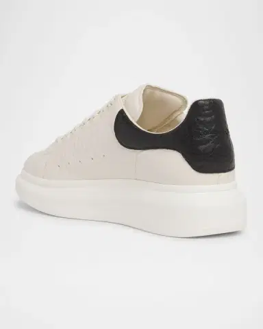 Alexander McQueen Men's Oversized Grainy Leather Low-Top Sneakers | Thumbnail 4
