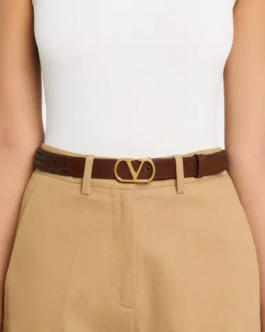 Valentino Garavani VLogo Signature Braided Leather Belt, 25mm | Thumbnail 2 Valentino Garavani VLogo Signature Braided Leather Belt, 25mm | Thumbnail 2