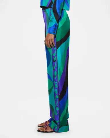 PUCCI Pesci-Print Silk Twill Straight-Leg Pants | Thumbnail 4