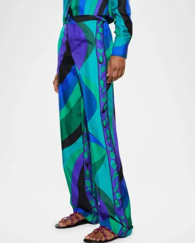 PUCCI Pesci-Print Silk Twill Straight-Leg Pants | Thumbnail 5