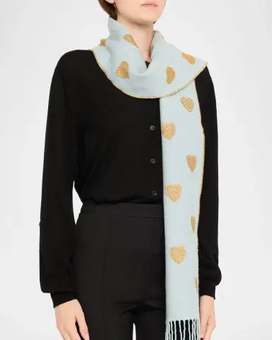 Valentino Garavani Metallic Heart Wool Scarf | Thumbnail 2