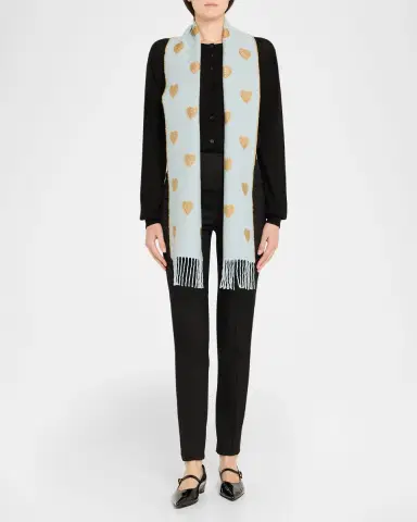 Valentino Garavani Metallic Heart Wool Scarf | Thumbnail 3