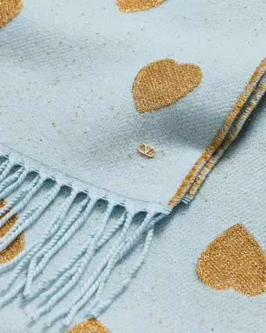 Valentino Garavani Metallic Heart Wool Scarf | Thumbnail 4