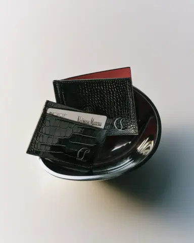 Christian Louboutin Men's Mooncrest Croc-Print Leather Card Holder | Thumbnail 4