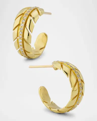 Jennifer Meyer Small Leaf Diamond Hoop Earrings | Thumbnail 3 Jennifer Meyer Small Leaf Diamond Hoop Earrings | Thumbnail 3