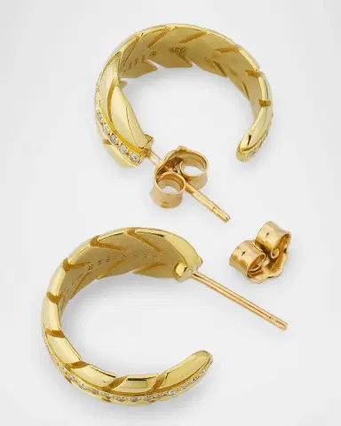 Jennifer Meyer Small Leaf Diamond Hoop Earrings | Thumbnail 4 Jennifer Meyer Small Leaf Diamond Hoop Earrings | Thumbnail 4