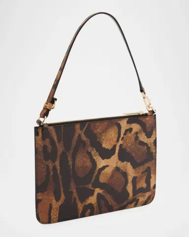 Christian Louboutin Loubi54 Flat Pouch Bag in Bengal-Print Leather | Thumbnail 3