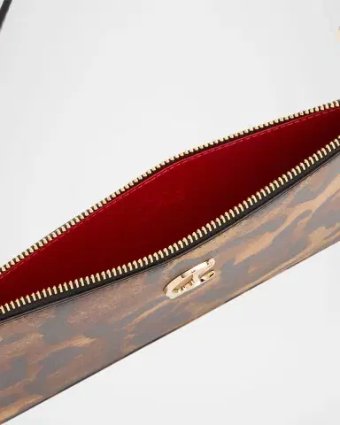 Christian Louboutin Loubi54 Flat Pouch Bag in Bengal-Print Leather | Thumbnail 4