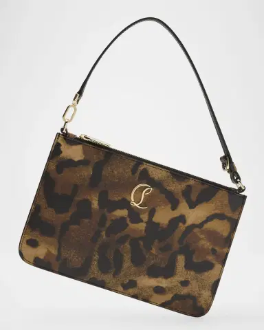 Christian Louboutin Loubi54 Flat Pouch Bag in Bengal-Print Leather | Thumbnail 5