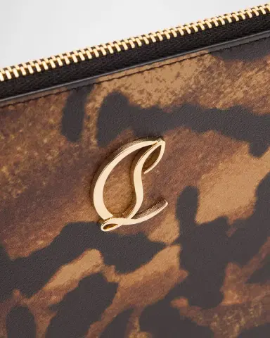 Christian Louboutin Loubi54 Flat Pouch Bag in Bengal-Print Leather | Thumbnail 7