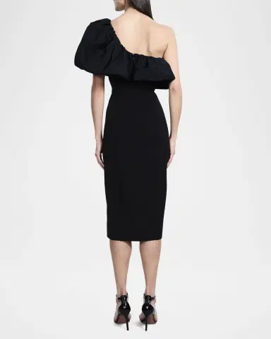 BCBGMAXAZRIA Puff-Embellished Bodycon Cady Midi Dress | Thumbnail 3