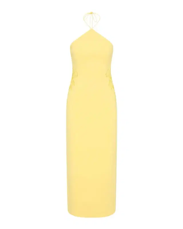 REBECCA VALLANCE Lulu Floral Lace Halter Midi Dress