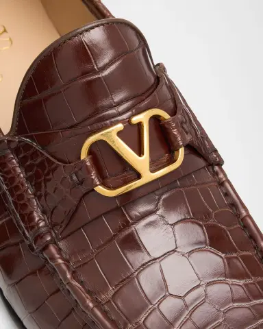 Valentino Garavani Men's VLogo Signature Crocodile Loafers | Thumbnail 5