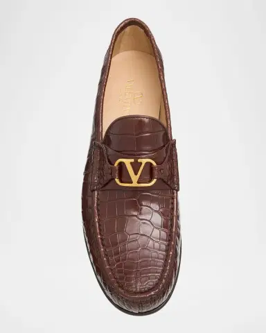 Valentino Garavani Men's VLogo Signature Crocodile Loafers | Thumbnail 6