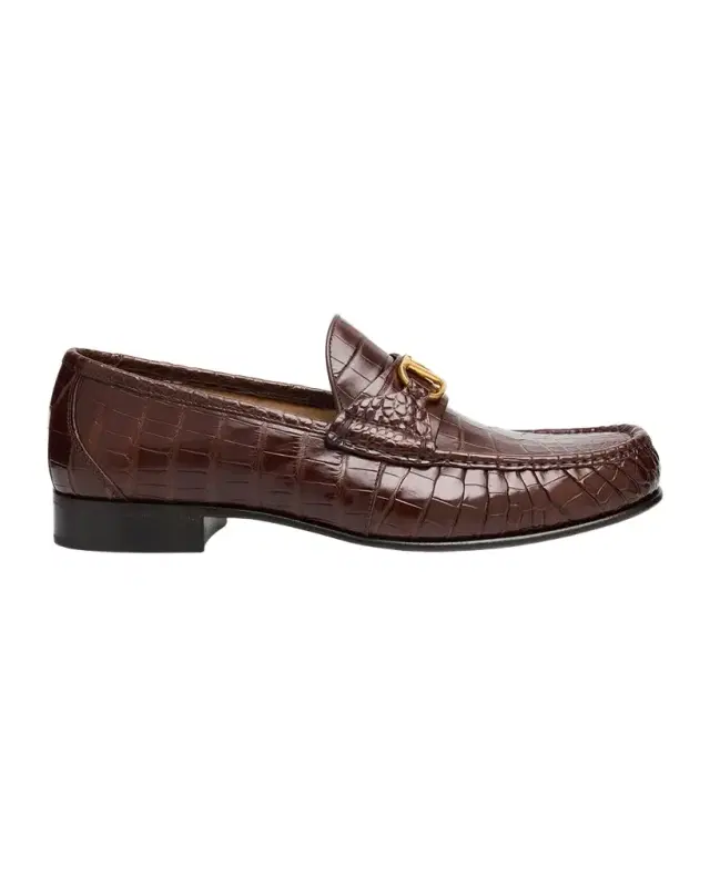 Valentino Garavani Men 's VLogo Signature Crocodile Loafers