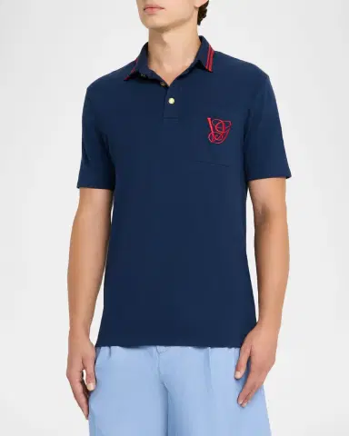 Valentino Garavani Men's Embroidered VG-Pocket Polo Shirt | Thumbnail 4 Valentino Garavani Men's Embroidered VG-Pocket Polo Shirt | Thumbnail 4