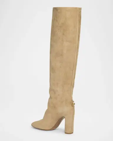 Dolce & Gabbana Suede Block-Heel Knee Boots | Thumbnail 2