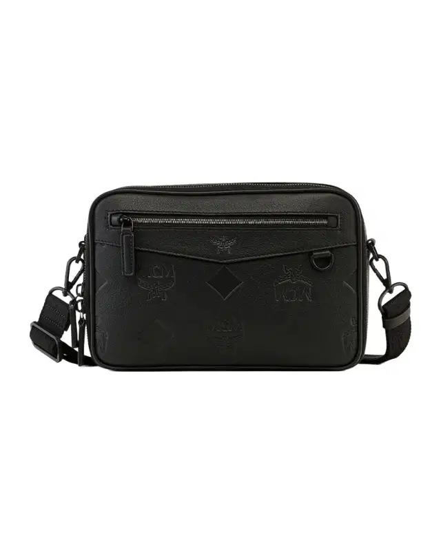 MCM Men 's Small Embossed Leather Crossbody Bag