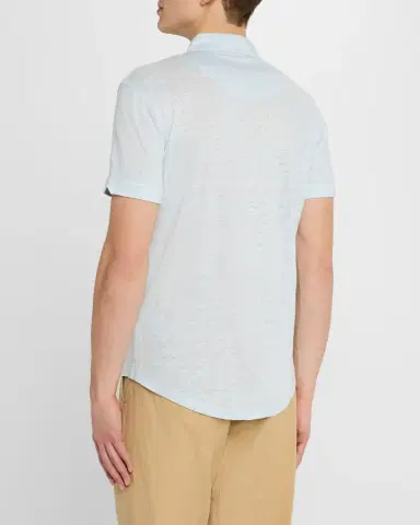 Orlebar Brown Men's Sebastian Short-Sleeve Linen Polo Shirt | Thumbnail 3