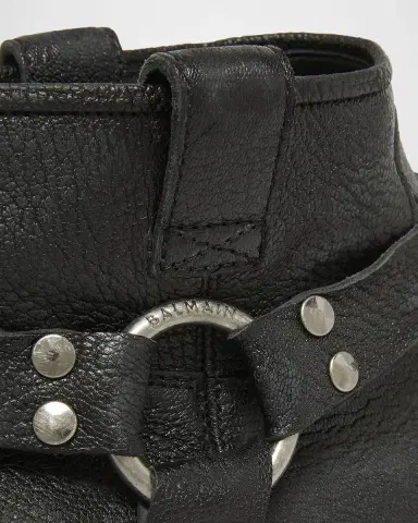 Balmain Men's Biker Calfskin Ankle Boots | Thumbnail 2