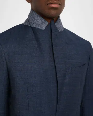 Canali Men's Denim Effect Wool Peak Lapel Suit | Thumbnail 8 Canali Men's Denim Effect Wool Peak Lapel Suit | Thumbnail 8