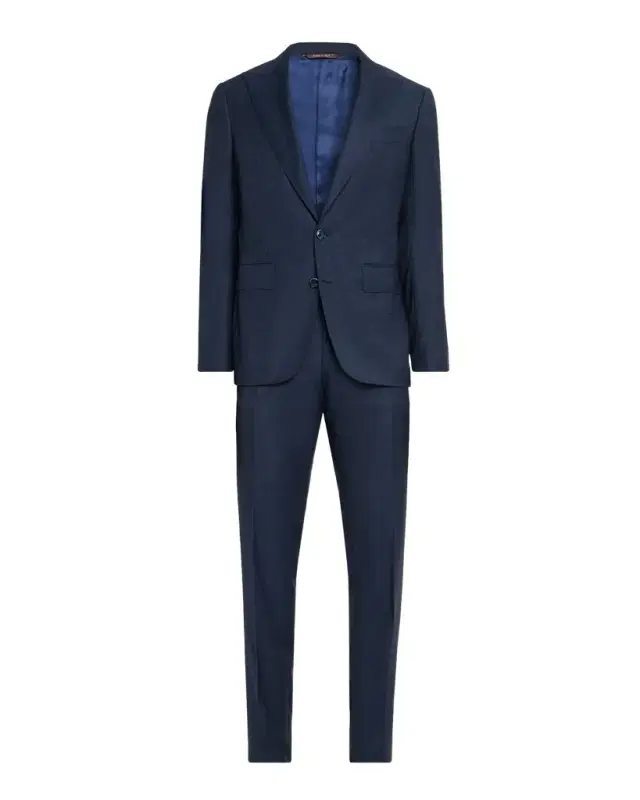 Men 's Denim Effect Wool Peak Lapel Suit