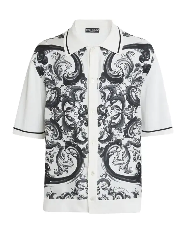 Men 's Silk Majolica Short-Sleeve Shirt