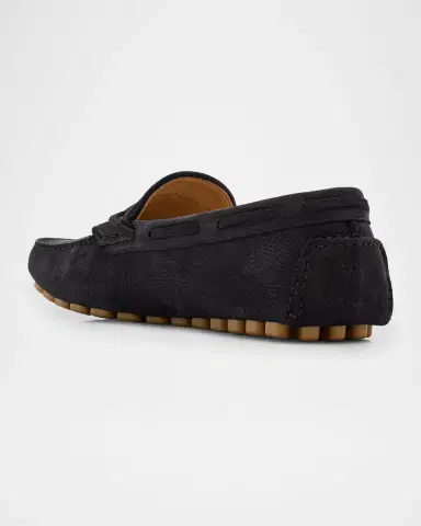 Valentino Garavani Men's Fastaway Grained Deerskin Suede Driving Loafers | Thumbnail 4