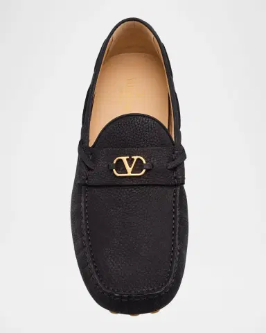 Valentino Garavani Men's Fastaway Grained Deerskin Suede Driving Loafers | Thumbnail 6