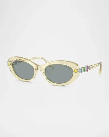 Swarovski SK6042 Crystal-Embellished Acetate Oval Sunglasses | Thumbnail 2 Swarovski SK6042 Crystal-Embellished Acetate Oval Sunglasses | Thumbnail 2