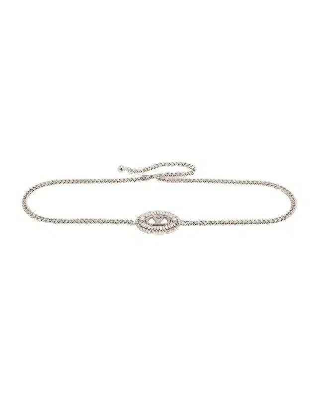 Crystal VLogo Signature Chain Belt