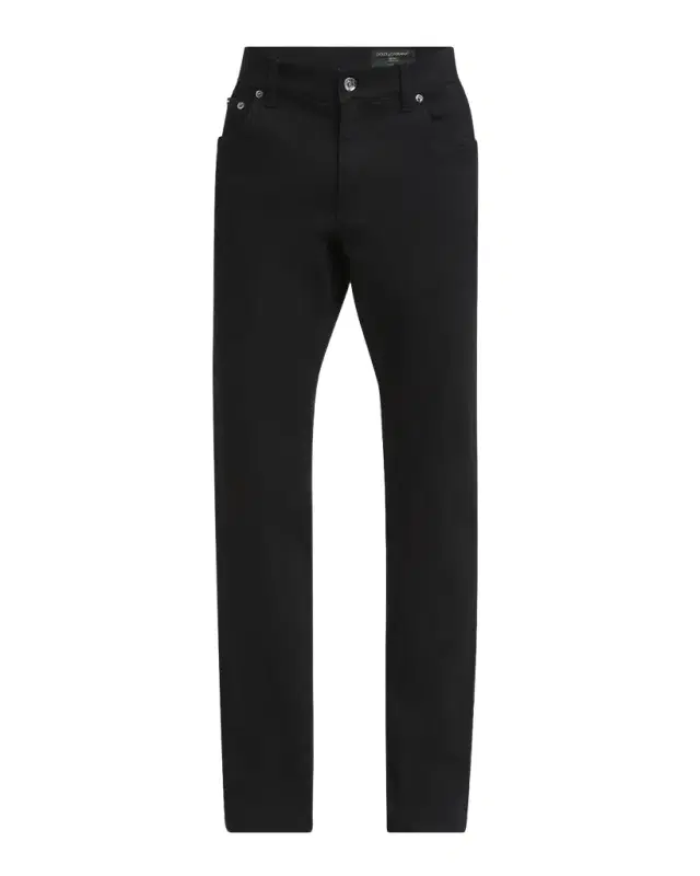 Men 's Black Denim Slim Five-Pocket Pants