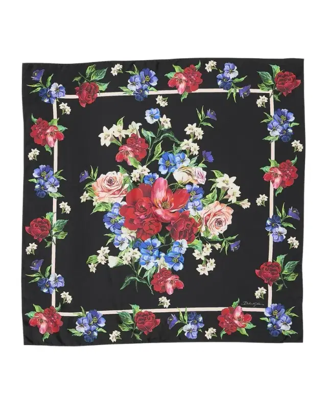 Floral Foulard Silk Scarf
