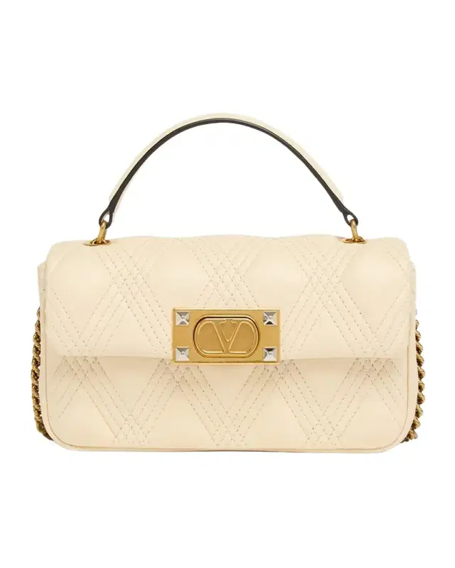 Rockstud Quilted Leather Top-Handle Bag