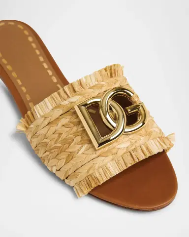 Dolce & Gabbana DG Medallion Raffia Slide Sandals | Thumbnail 3 Dolce & Gabbana DG Medallion Raffia Slide Sandals | Thumbnail 3