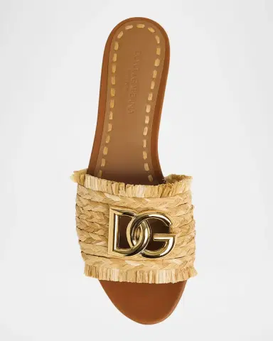 Dolce & Gabbana DG Medallion Raffia Slide Sandals | Thumbnail 4 Dolce & Gabbana DG Medallion Raffia Slide Sandals | Thumbnail 4